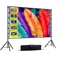 Projector Screen with Stand, Wootfairy 150 inch Portable and Foldable Projection Screen 4K HD 16:9 Rear Front Wrinkle-Free Movie Screen with Carry Bag for Indoor Outdoor Home Theater Backyard Cinema
