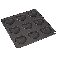 Tiger Crown Cake Pan, Black, 9.9 x 9.6 x 0.5 inches (252 x 246 x 13 mm), Black Heart Shape 9P, Steel, Silicone Painting, Heat Resistant to 250 Degrees 5044