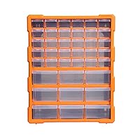 TCE AG1502U Torin 39 Drawers Storage Cabinet Organizer: Convenient Plastic Parts Storage for Desktop or Wall Mounted Organization of Hardware, Parts, Crafts, Beads or Tools, Black/Orange
