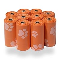 Best Pet Supplies Dog Poop Bags (150 Bags) for Waste Refuse Cleanup, Doggy Roll Replacements for Outdoor Puppy Walking and Travel, Leak Proof and Tear Resistant, Thick Plastic - Orange