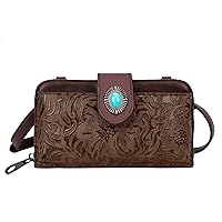 Women's Crossbody Handbag Small Vintage, Ladies Wallet Western Adjustable Phone Purse Clutch Turquoise Concho Embossed