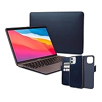 Dreem Bundle: Fibonacci Wallet-Case for iPhone 12 Mini with Euclid MacBook Air Case 13-Inch Hard Cover - Royal