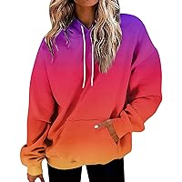 Vintage Sweaters,Tops For Teens Women's Fashion Daily Versatile Casual Crewneck Sweatshirts Graphic Long Sleeve Gradient Western Shirts For Women Polo Hoodies Half Zip Up Hoodie (1-Orange,5X-Large)