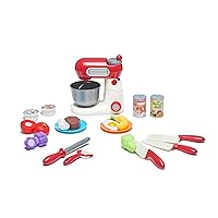 20-Piece Play Set Stand Mixer for Kids, Play House Kitchen Appliance, Breakfast Pretend Playset with Knife, Peeler, Plates, Eggs, Juice and Pretend Food Playset for Boys and Girls, Ages 3+