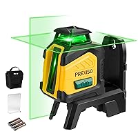 PREXISO 360° Laser Level Self Leveling, 100Ft Rechargeable Cross Line Laser - Wide Angle Vertical Line for Construction, Floor Tile, Renovation with Magnetic Base, Wall Panel Stand, Green Glasses, Bag