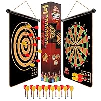 Magnetic Dart Board for Kids - Indoor Outdoor Darts Game, 16pcs Magnetic Darts, Double Sided Board Games Set, Best Toys Gifts for Teenage Age 5 6 7 8 9 10 11 12 13 14 15 16 Years Old Boys