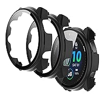 All Around Watch Rugged Cover Case with Tempered Glass Screen Protector Compatible with Garmin Forerunner 965 GPS Running Smart Watch (Black/Black)