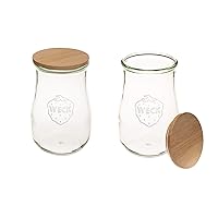 YeegfeyA Weck Jars - Weck Tulip Jars 1.5 Liter - Sour Dough Starter 2 Jars w/Wooden Lids