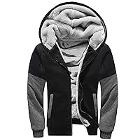 Mens Sherpa Hoodie Big And Tall Zip Up Jacket Heavyweight Fleece Lined Hooded Sweatshirt Warm Thick Winter Coat