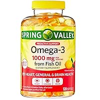 Spring Valley Omega-3 from Fish Oil, 1000 mg, 120 Count + EDLVS Sticker