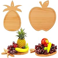 2 Pcs Bamboo Wood Fruit Shaped Snack Tray Apple Shaped Wood Snack Tray Pineapple Shaped Serving Tray Wooden Snack Plate for or Nuts Seeds and Dried Fruits
