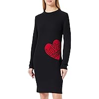 Love Moschino Chic Heart Pattern Knit Wool-Blend Women's Dress