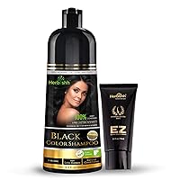 Herbishh Hair Color Shampoo for Gray Black 500Ml + Hair Color Cream for Gray Hair Coverage