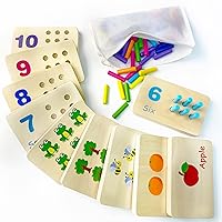 Wooden Number Counting Peg Board, Montessori Kids Math counters, Montessori Counting Toys for 3 4 5 Years Old Kids, Toddler Preschool Learning Toys, Kindergarten Homeschool Autism Learning Materials