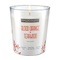 Essential Elements by Candle-lite Scented Candles Blood Orange & Teakwood Fragrance, One 9 oz. Single-Wick Aromatherapy Candle with 50 Hours of Burn Time, Off-White Color