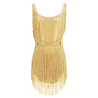 IMEKIS Women Sexy Spaghetti Straps Tassel Slim Fit Prom Party Dress 1920s Sleeveless Round Neck Layered Fringe Short Dress