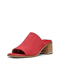 Donald Pliner Women's Haze Textured Stretch Fabric Mule Heeled, Slide, Comfortable, Leather, Chunky Sandals