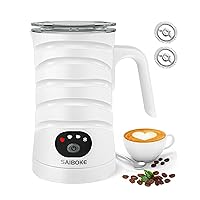 Milk Frother, SAIBOKE 4-in-1 Electric Milk Steamer，Automatic Hot & Cold Foam Maker, 8.8oz/260ml Milk Warmer for Latte, Cappuccinos, Macchiato. Ultra-Quiet Working & Automatic Shut Off.