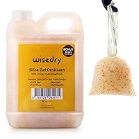 wisedry Silica Gel Beads Reusable - [ 5 LBS ] Color Indicating Rechargeable Desiccant Bulk with 10pcs Organza Drawstring Bags