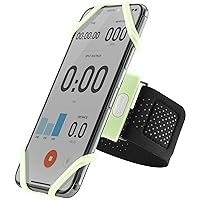 BONE Run Tie Running Armband Phone Holder, Cell Phone Arm Band for iPhone 15 14 13 12 11 Pro Max Mini XS XR X 8 7 6 Plus Samsung Galaxy S23 S22 Smartphone (Luminous Size L/Arm Size 9.8-15.7