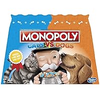 Monopoly Cats Vs. Dogs Board Game for Kids Ages 8 and Up