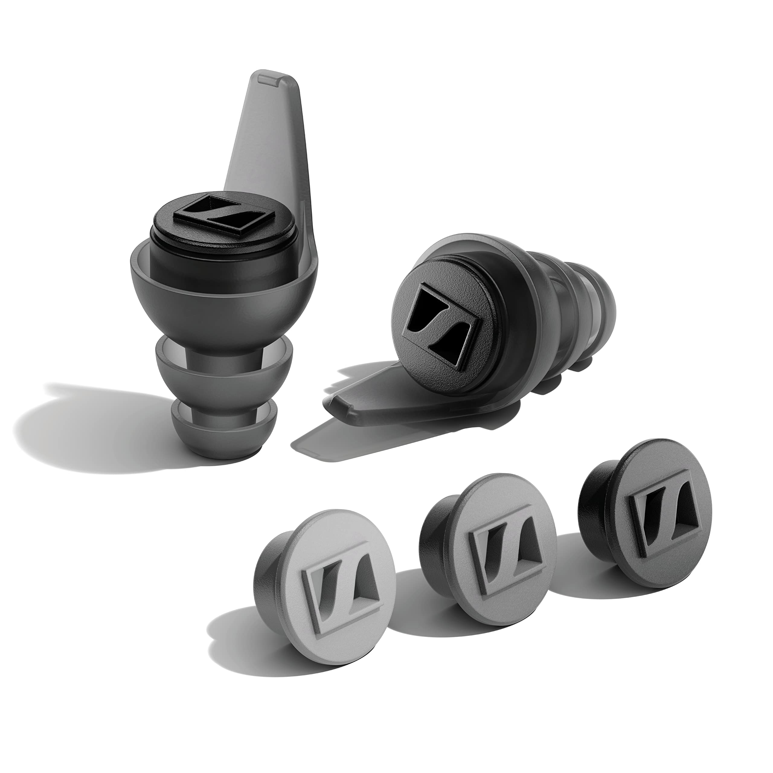Sennheiser SoundProtex Plus Earplugs - Reusable Hearing Protection with 4 Interchangeable Filters - High Fidelity Sound at a Safe Volume Level - Black,Grey
