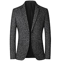 Men Business Casual Two Buttons Suit Jacket Notched Lapel Black Spring Autumn Navy Blue Coat