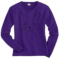 Threadrock Women's Kitty Cat Face Long Sleeve T-Shirt