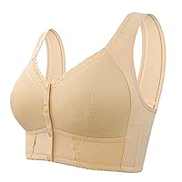 Sllowwa Oversized Bra for Women Front Closure Breathable Bra for Seniors Wirefree Bras for Older Women Compression Sports Bra 36-56 Front Button Bra Crop Tops Vest Bra