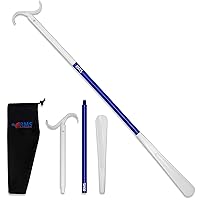 35.5 Inch Extra Long Dressing Stick Aid for Shoes, Socks, Shirts and Pants - Sock Removal and Long Shoe Horn with Travel Bag