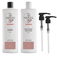Nioxin System 3 Shampoo & Conditioner Prepack, Color Treated Hair with Light Thinning, Pumps Included, 33.8 fl oz