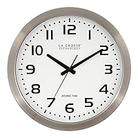 La Crosse Technology WT-3161WH 16 Inch Stainless Steel White Dial Atomic Clock