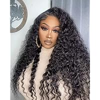 Deep Wave Lace Front Wigs Human Hair HD Transparent Curly Wigs 13X6 Lace Front Wig For Woman Baby Hair Pre plucked Side Part Natural Hairline Bleached Knots 180 Density Glueless Brazilian Remy Hair