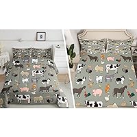 Farmhouse Animals Bed Sheets and Comforter Set, 2 Pillowcases