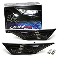 iJDMTOY JDM Smoked Lens White LED Bulb Front Side Marker Light Kit Compatible With 2016-21 Honda Civic Sedan/Coupe/Hatchback, Replace OEM Amber Sidemarker Lamps