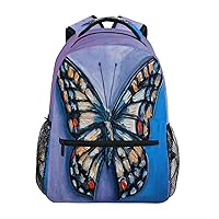 ALAZA Oil Painting of Blue Butterfly Junior High School Bookbag Daypack Laptop Outdoor Backpack