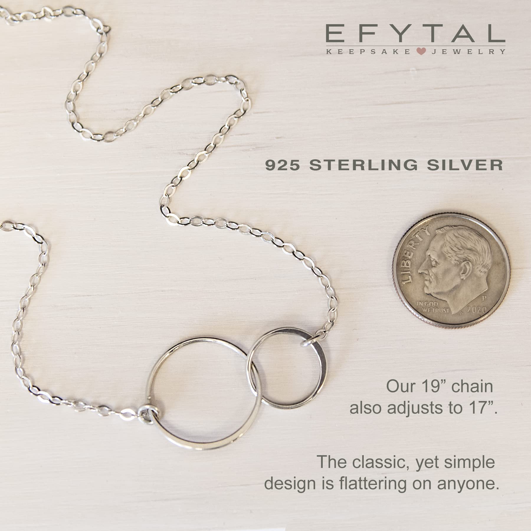 EFYTAL Friend Gifts, 925 Sterling Silver Friendship for Eternity Necklace, Two Interlocking Infinity Circles Gift For Best Friend, Birthday Gift Ideas