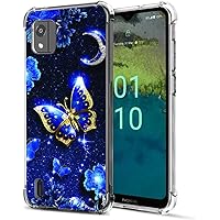 for Nokia C110 4G Case，PU Soft Rubber Four Corners Reinforced Anti-Fall Mobile Phone case Cover for Nokia C110 4G (Butterfly)
