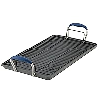 Anolon Advanced Hard Anodized Nonstick Double Burner Griddle with Multi-Purpose Rack, 10-Inch by 18-Inch, Indigo