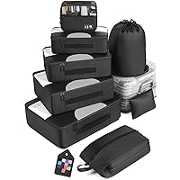 Veken 8 Set Packing Cubes for Suitcases, Travel Essentials for Carry on, Luggage Organizer Bags Set for Travel Accessories in 4 Sizes (Extra Large, Large, Medium, Small), Black