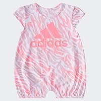 adidas girls Short Sleeve Printed Shortie Romper