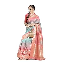 Women Kanchipuram Silk Blend Saree With Blouse Piece
