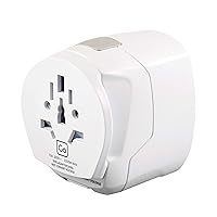 Worldwide Adapter + USB, Universal Travel Adapter for Small Electrical Devices, Earthed Plug Adapter with Twin USB Ports, Travel Essentials for Worldwide Travel