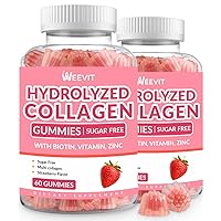 Sugar-Free Collagen Gummies for Women, Hydrolyzed Collagen Peptides Gummies with Biotin, Collagen Supplements Gummy with Vitamin B12, C, D, Zinc for Hair Skin Nail