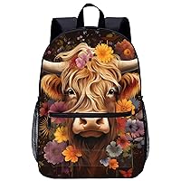 Highland Cow Laptop Backpack for Men Women 17 Inch Travel Daypack Lightweight Shoulder Bag