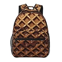 Chocolate Waffles Print Backpack Large Travel Backpack Laptop Bag For Women and Men Casual Daypack