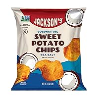 Jackson’s Sweet Potato Kettle Chips with Sea Salt made with Premium Coconut Oil (1.5 oz, Pack of 10) - Allergen-friendly, Gluten Free, Peanut Free, Vegan, Paleo Friendly - Shark Tank Product