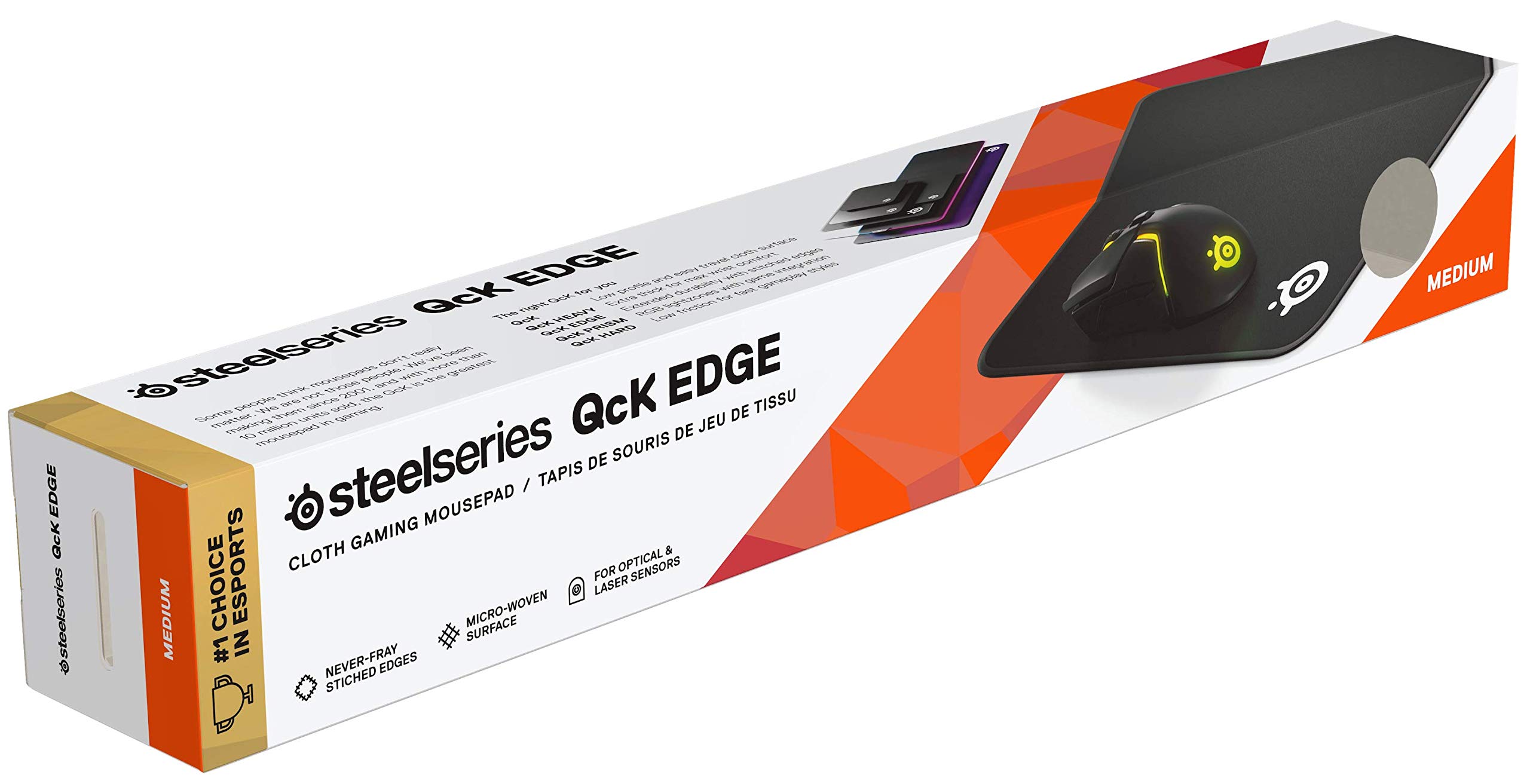 SteelSeries QcK Edge - Cloth Gaming Mouse Pad - stitched edge to prevent wear - optimized for gaming sensors - size M