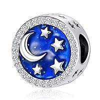 I Love You to The Moon Back Charm Moon Star Heart Love Crystal CZ Beads Charms for European Bracelet