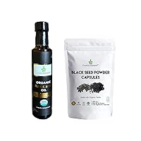 USDA Organic Black Seed Oil 100% Virgin, Cold Pressed, Glass Bottle-Antioxidant for Immune Support, Joints, Digestion, Hair & Skin 8.4 Fl Oz Black Seed Powder Capsule -120 Capsules